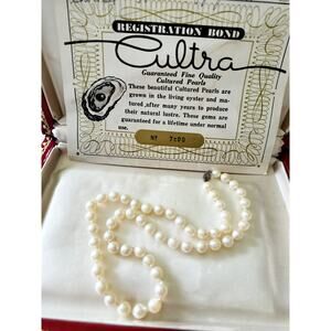 Vintage 14K Gold 6.4mm Cultured Pearl Choker Necklace